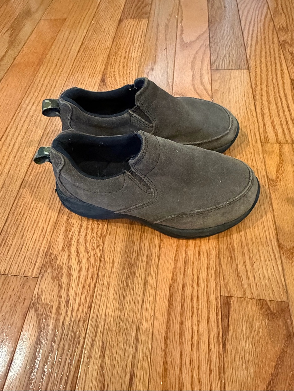 L.L. Bean Boy’s Suede Slip-On Loafers in Olive Gray